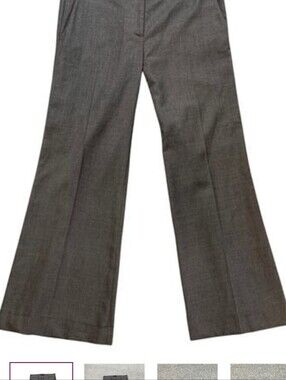 Nili Lotan Pants Womens 6 Graphite Virgin Wool Flat Front Wide Leg Dress Trouser